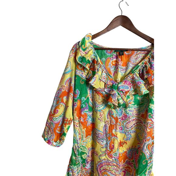 Lauren Ralph Lauren Multi-color Paisley Blouse Lightweight Womns 2X - Picture 6 of 12